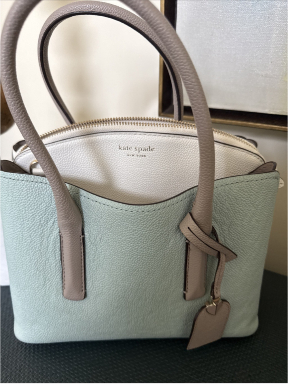 Kate Spade New York Margaux Mini Satchel Tote Cloud Mist Leather